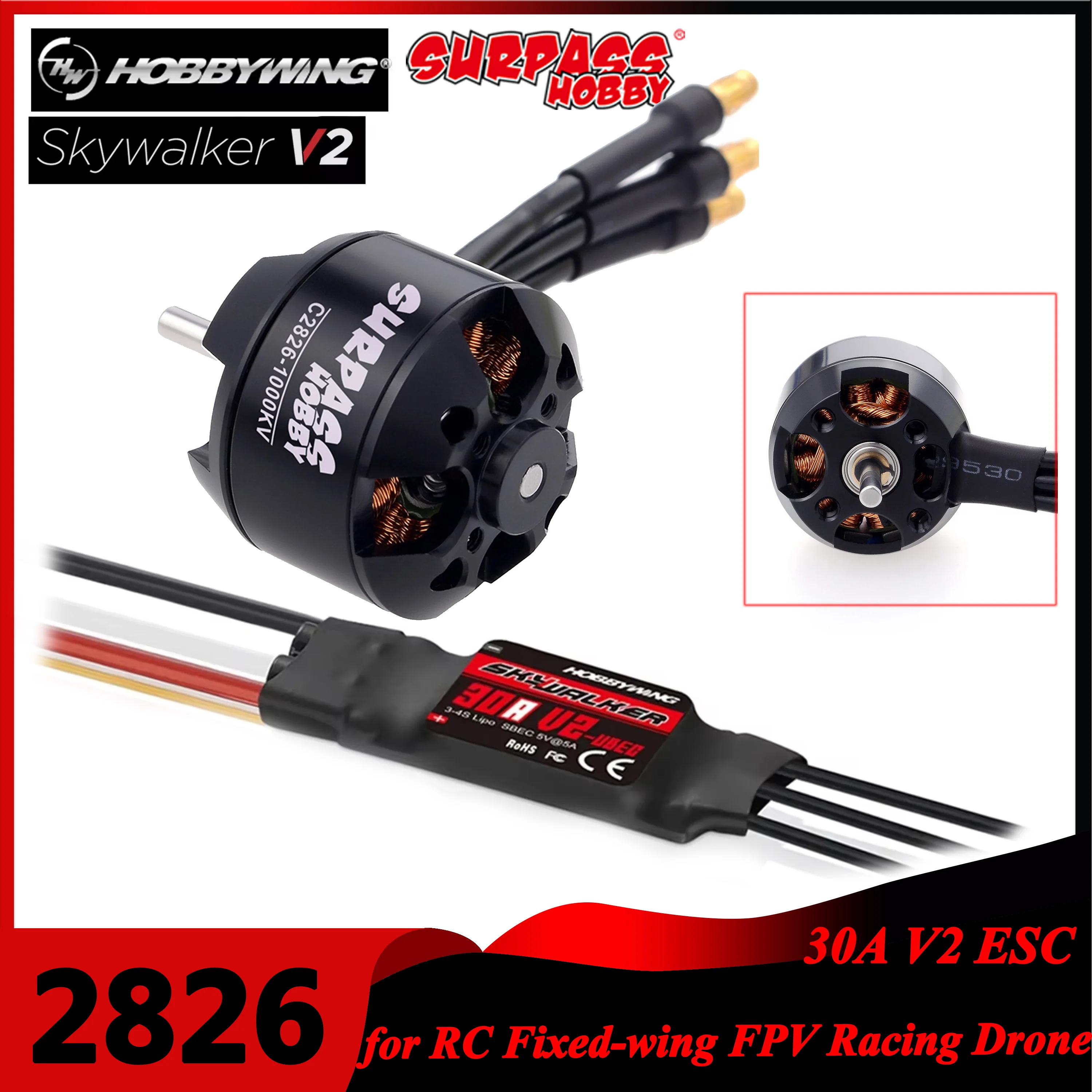 Surpass Hobby 2826 1000KV 1350 - Drone Racing Esc のレビューと価格