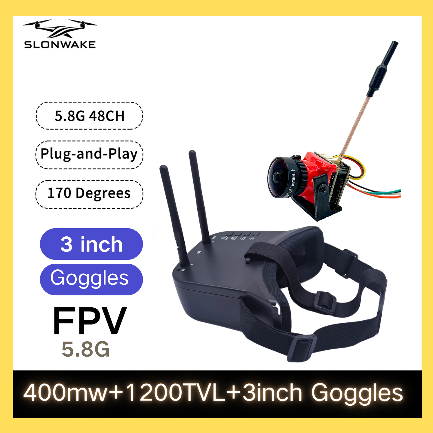 SLONWAKE 5.8G 48CH FPV 400mw V - Drone Racing Receiver のレビューと価格