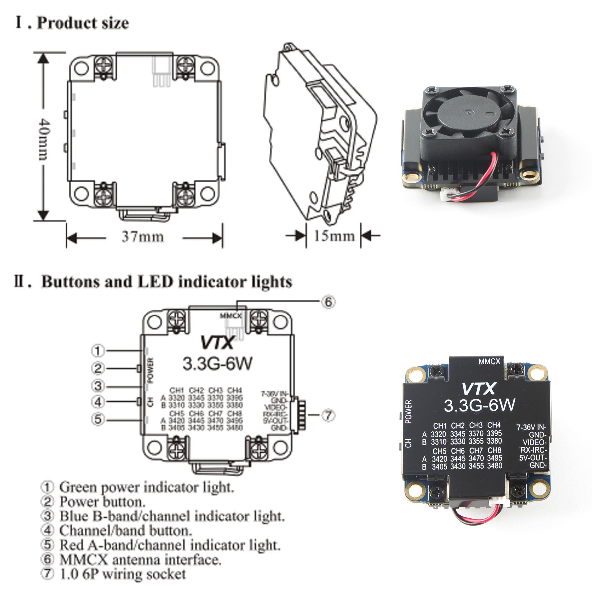 FPV Video Transmitter 3.3G 6W  - Drone Racing Vtx のレビューと価格